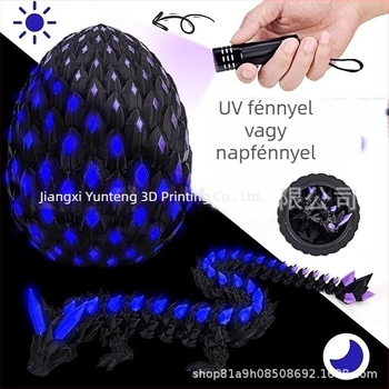 3D nyomtatott sárkány tojás készlet mozgatható ízületekkel, kristály sárkány figurája, gyémánt dizájn