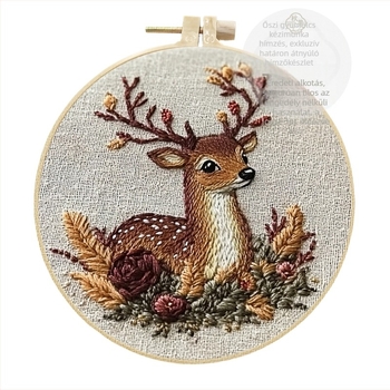 Szarvas motívumos DIY hímzőkészlet – textil anyagokkal, kreatív kézimunka ajándék