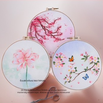 DIY hímzés kezdő készlet északi stílusú fű-levél mintával – Suzhou hímzés, teljesen kézzel készített