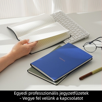 A5-ös méretű puha bőrhatású jegyzetfüzet, dupla oldalas, drótos kötés, 100–200 oldal, minimalistikus, kreatív üzleti jegyzet