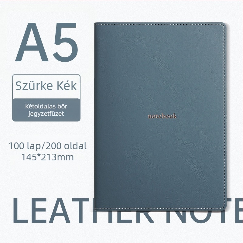 A5-ös méretű puha bőrhatású jegyzetfüzet, dupla oldalas, drótos kötés, 100–200 oldal, minimalistikus, kreatív üzleti jegyzet