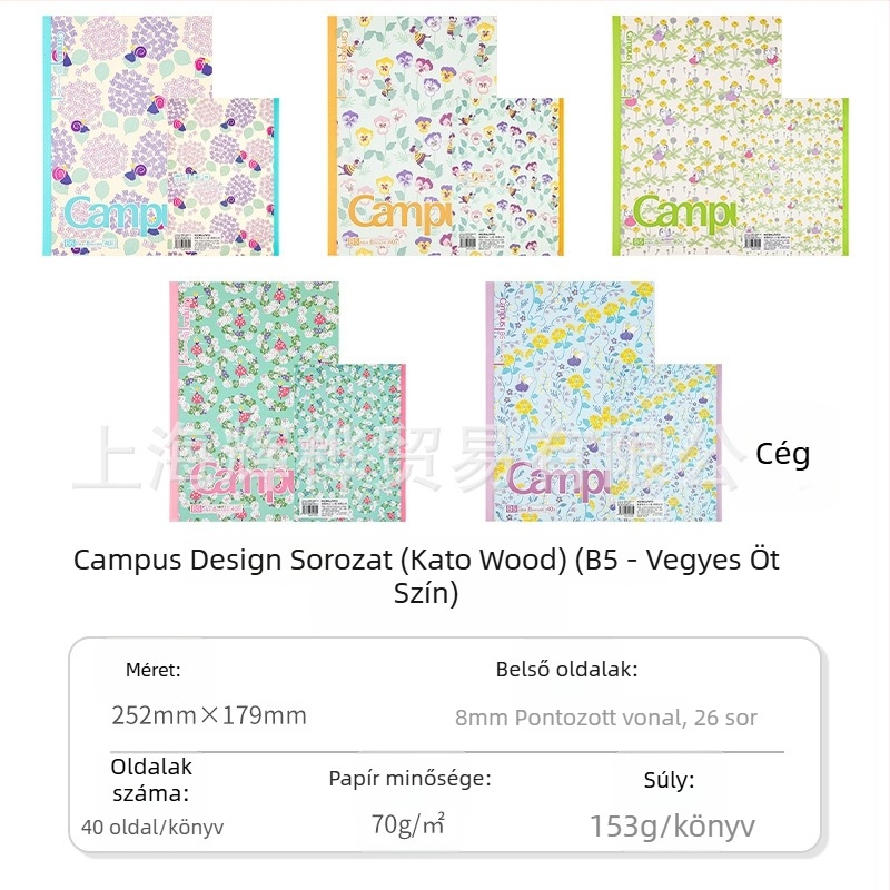 Kokuyo Campus gyümölcs témájú jegyzetfüzet, 8 mm pontozott és vonalas hálózattal, A5/B5
