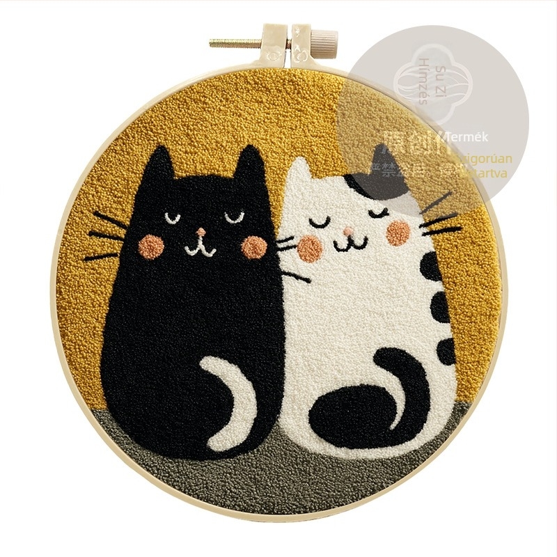 DIY Punch Needle és Rug Punch hímzőkészlet - pamut, rajzfilm minta, modernMinimalista stílus
