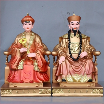 Buddha szobor gyantából kínai kézműves mesterséggel, Hu San Tai Ye és Hu San Tai Ni figurákkal