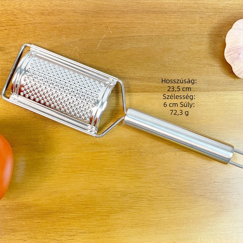 Rozsdamentes acél konyhai készlet: burgonyavágó, pizza lapát, reszelő és vaj spatula