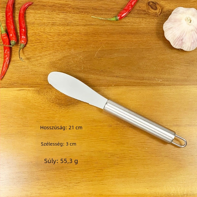 Rozsdamentes acél konyhai készlet: burgonyavágó, pizza lapát, reszelő és vaj spatula