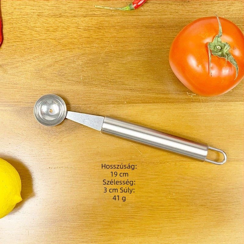 Rozsdamentes acél konyhai készlet: burgonyavágó, pizza lapát, reszelő és vaj spatula