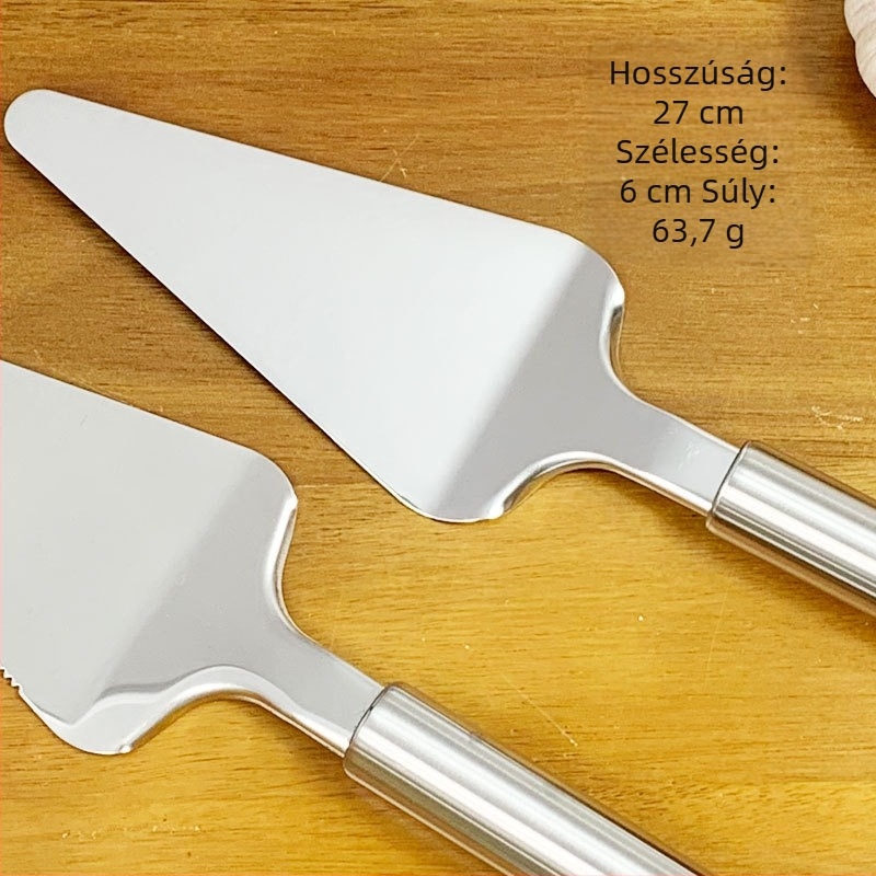 Rozsdamentes acél konyhai készlet: burgonyavágó, pizza lapát, reszelő és vaj spatula