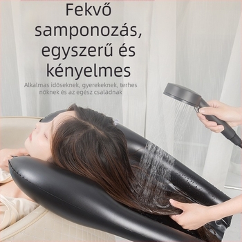 Otthoni használatra szánt felfújható samponos mosdó, terhes nőknek és időseknek, ágy melletti hordozható mosdó, összecsukható és könnyen tárolható.