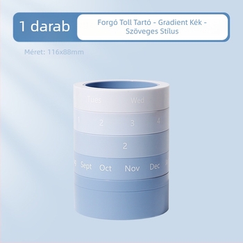 Gradient színű forgó tolltartó örök naptárral – kreatív asztali dekoráció diákoknak
