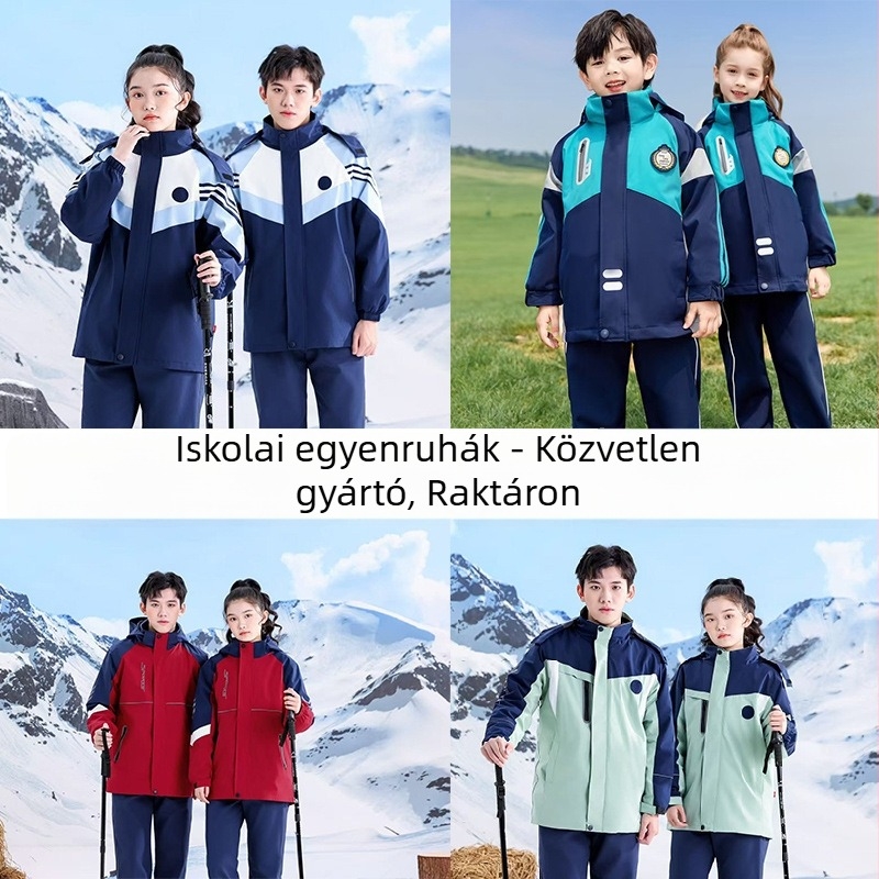 3 az 1-ben iskolai egyenruha óvodától gimnáziumig; uniszex téli kabát fleece béléssel
