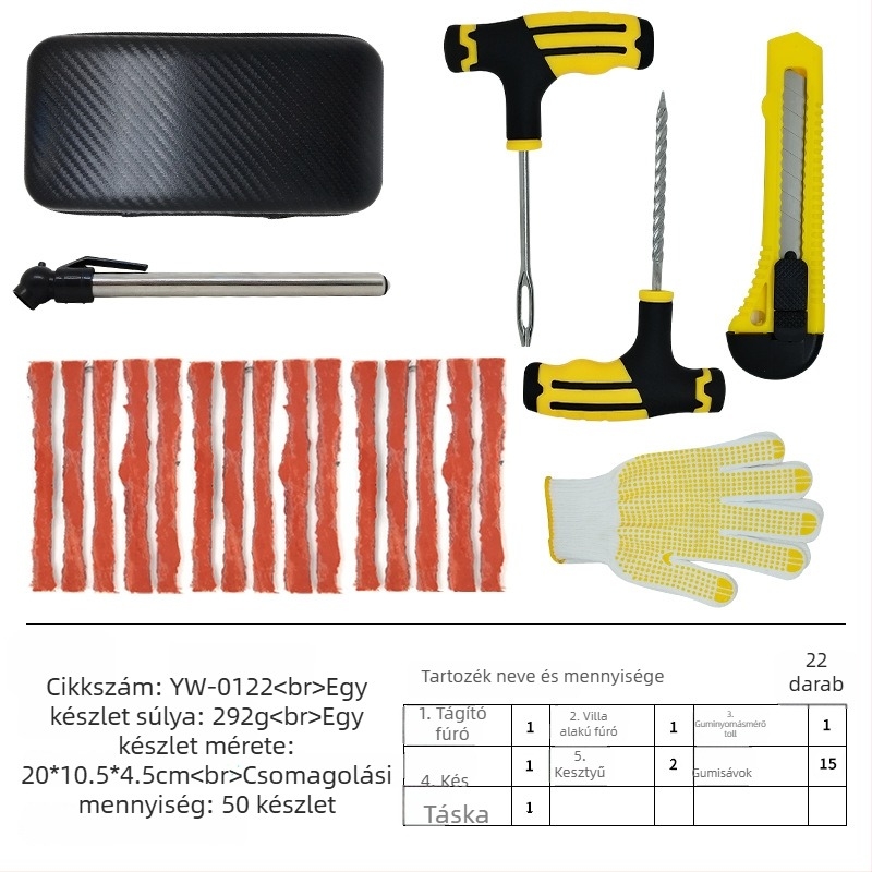 DIY kerékjavító készlet autókhoz, motorkerékpárokhoz és elektromos kerékpárokhoz – sürgősségi tubeless gumijavító eszközök
