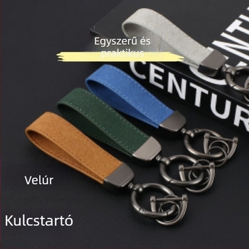 Autó kulcstartó velúr bőrrel, cinkötvözet, egyszerű stílus, kettős használat autó és otthon, logó nyomtatására alkalmas
