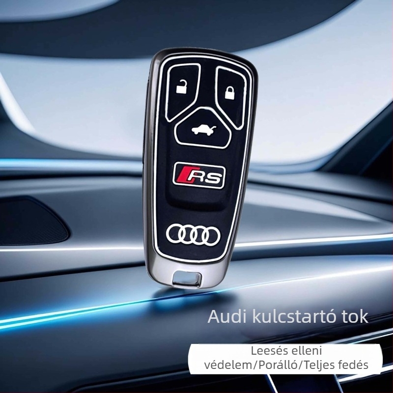 Audi-kompatibilis kulcsház, cinkötvözetből – prémium autó belső kiegészítő, uniszex kulcstartó, új stílus
