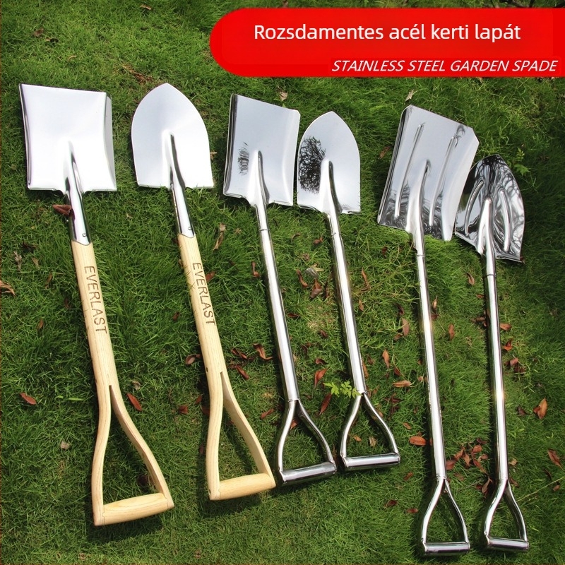 Rozsdamentes acél kerti ásó 570 mm-es nyéllel a talaj ásásához és ültetéséhez