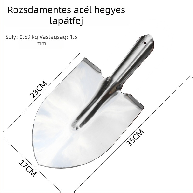 Rozsdamentes acél kerti ásó 570 mm-es nyéllel a talaj ásásához és ültetéséhez