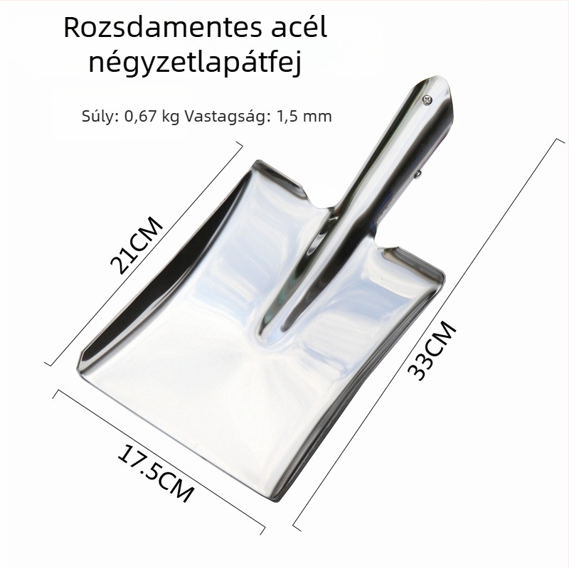 Rozsdamentes acél kerti ásó 570 mm-es nyéllel a talaj ásásához és ültetéséhez