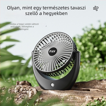 USB asztali ventilátor beépített akkumulátorral, csendes, hordozható, 3 fokozat