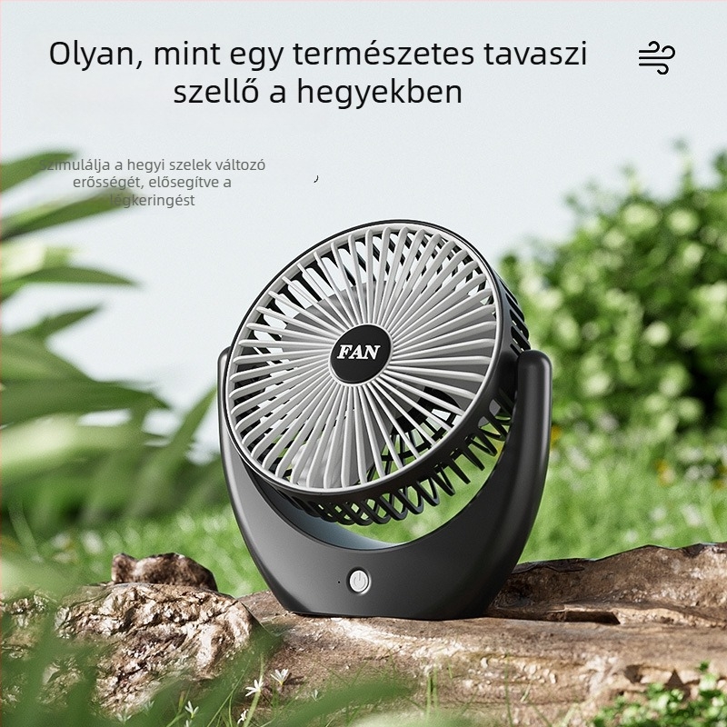 USB asztali ventilátor beépített akkumulátorral, csendes, hordozható, 3 fokozat