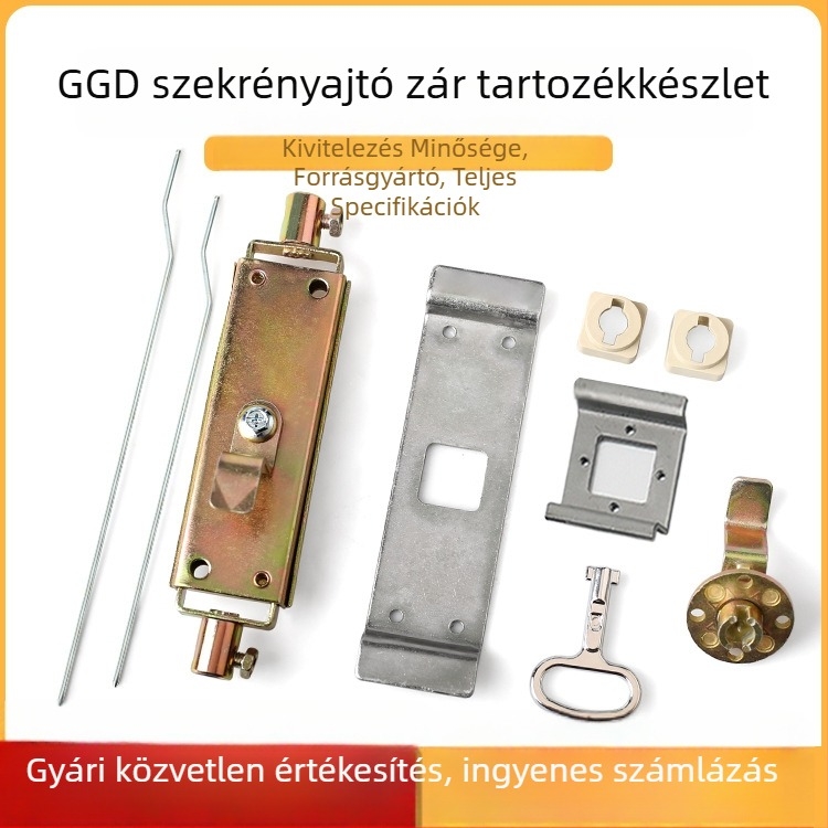 GGD szekrényajtó zár záró rúddal, teljes kiegészítő készlet, régi stílusú elosztó doboz mechanikai szoba ajtózár, univerzális zár