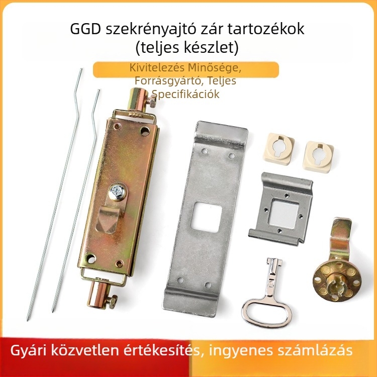 GGD szekrényajtó zár záró rúddal, teljes kiegészítő készlet, régi stílusú elosztó doboz mechanikai szoba ajtózár, univerzális zár