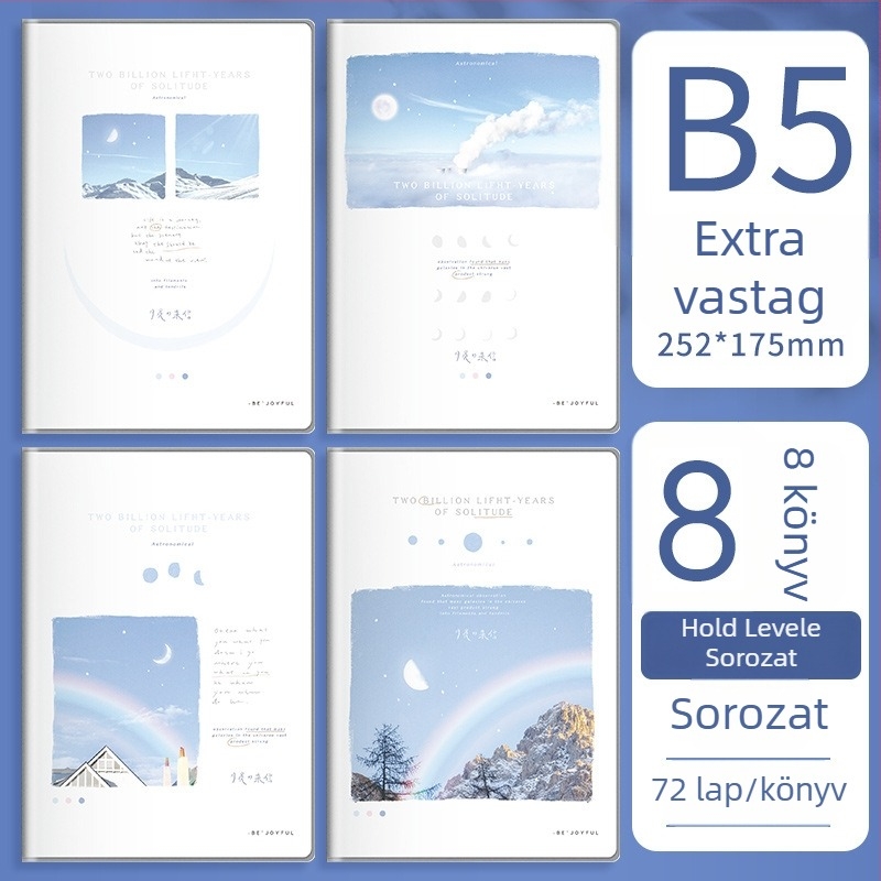 B5-ös notesz vast ragasztott kötésű, hallgatói vizsgafelkészítő napló, minimalist Instagram-stílusú napló, friss és egyszerű
