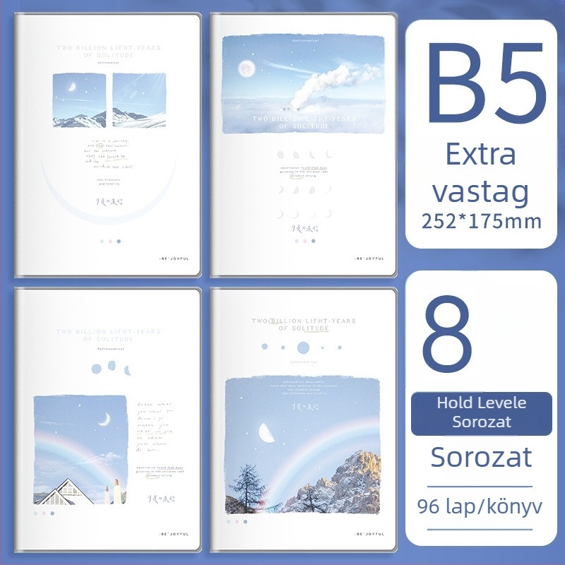 B5-ös notesz vast ragasztott kötésű, hallgatói vizsgafelkészítő napló, minimalist Instagram-stílusú napló, friss és egyszerű