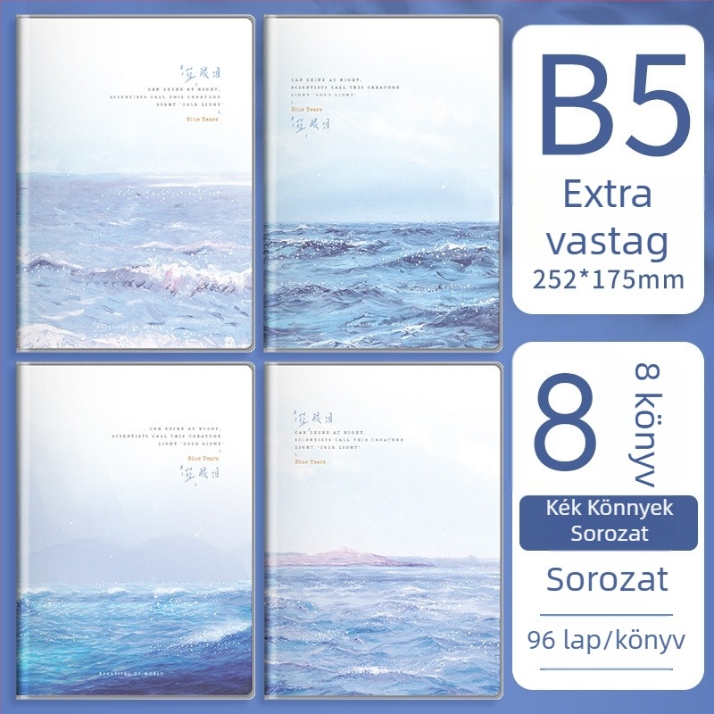 B5-ös notesz vast ragasztott kötésű, hallgatói vizsgafelkészítő napló, minimalist Instagram-stílusú napló, friss és egyszerű