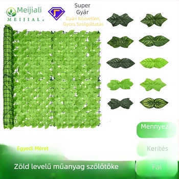 Teleszkópos műzöld növénykerítés erkélyre – levélhálóval és ratán-stílusú korláttal