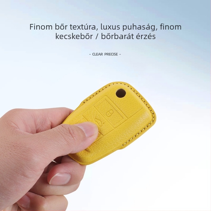 Kecskebőr kulcstartó tok – dekoratív védőfedél, kompatibilis VW Sagitar, Bora, Lavida, Polo, Tayron, Tiguan L és T-Roc