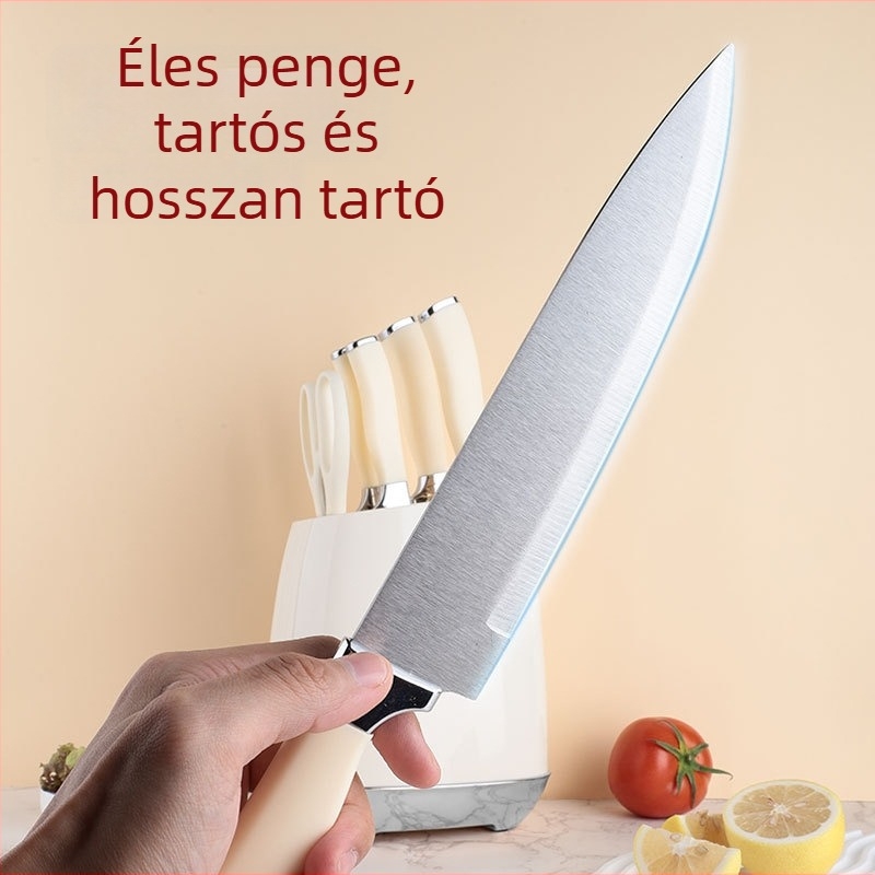 Rozsdamentes acélból készült konyhai késkészlet – teljes háztartási készlet szeletelésre és darabolásra