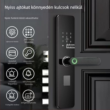 Okos ajtózár ujjlenyomat- és jelszavas hozzáféréssel otthoni használatra