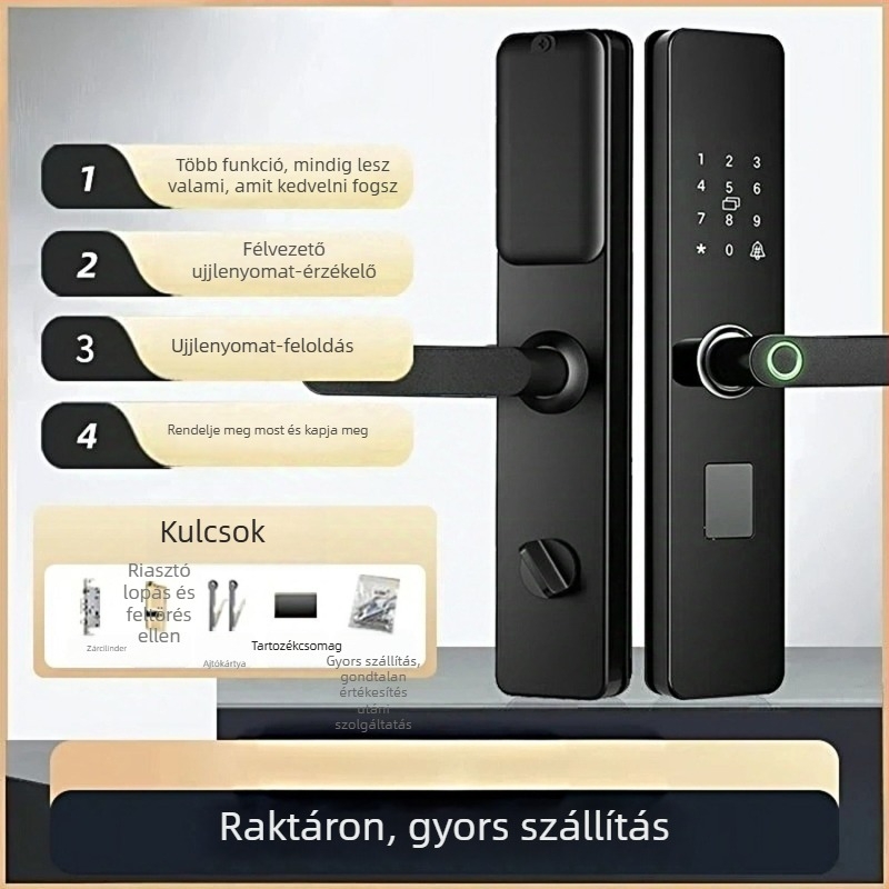 Okos ajtózár ujjlenyomat- és jelszavas hozzáféréssel otthoni használatra