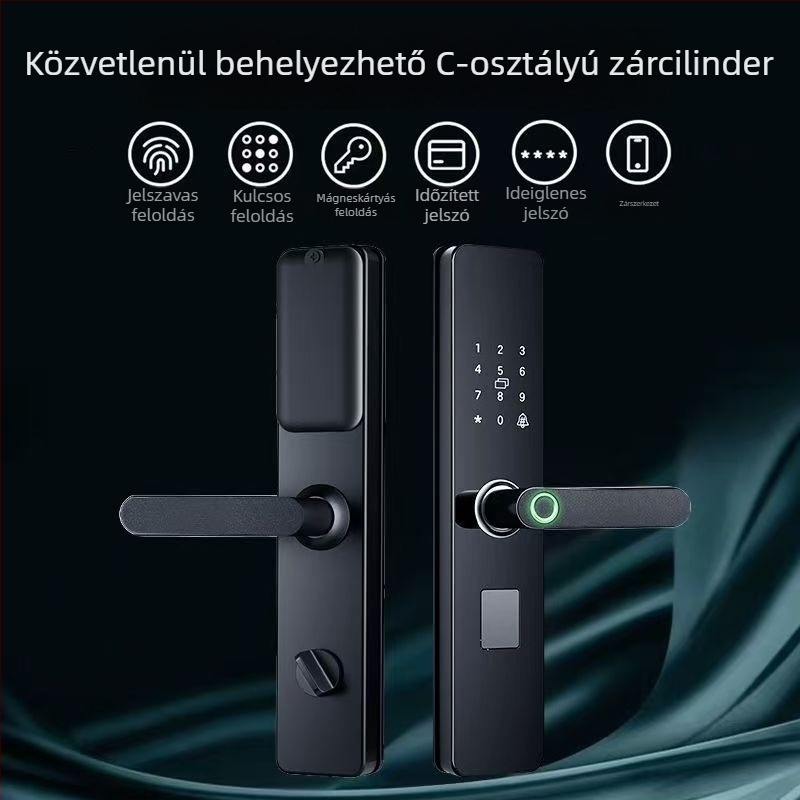 Okos ajtózár ujjlenyomat- és jelszavas hozzáféréssel otthoni használatra