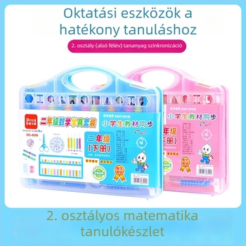 Első és második osztályos matematika tanulóeszközök készlet: 3D kockák, Tangram puzzle, számoló abakusz, mágneses puha gumi elemek