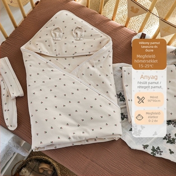 Újszülött swaddle takaró, minden évszakra, quiltált pamut, tavasz–ősz
