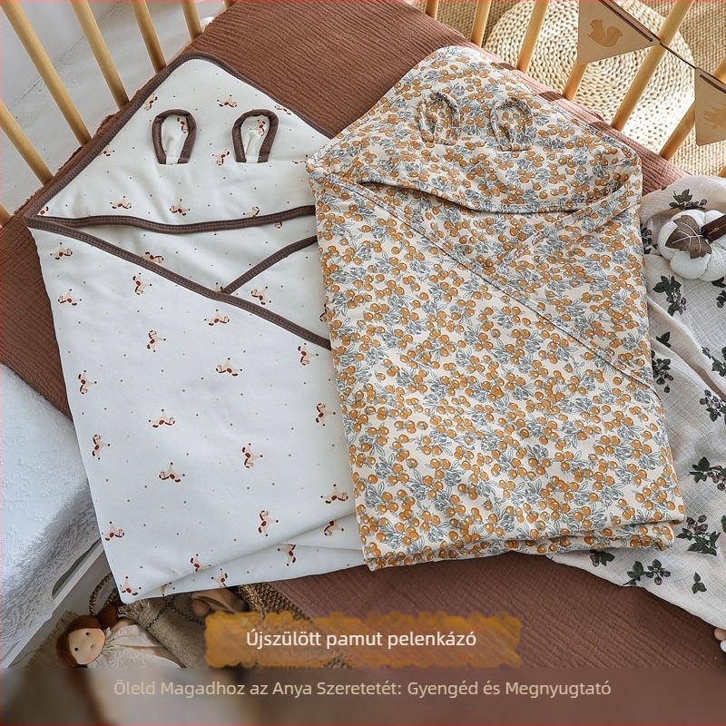 Újszülött swaddle takaró, minden évszakra, quiltált pamut, tavasz–ősz