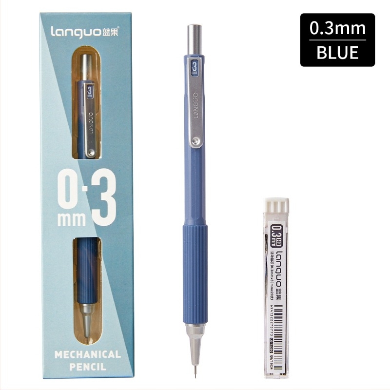 0.5 mm-es fém testű mechanikus ceruza, ergonómikus kialakítással és alacsony súlyponttal, nyomógombos grafit adagolással