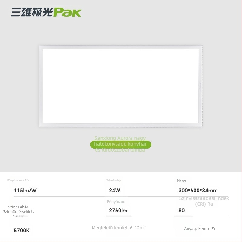 Alumínium mennyezeti LED-panel 30x30 és 36x60, konyha és fürdőszoba számára, Sanxiong Aurora
