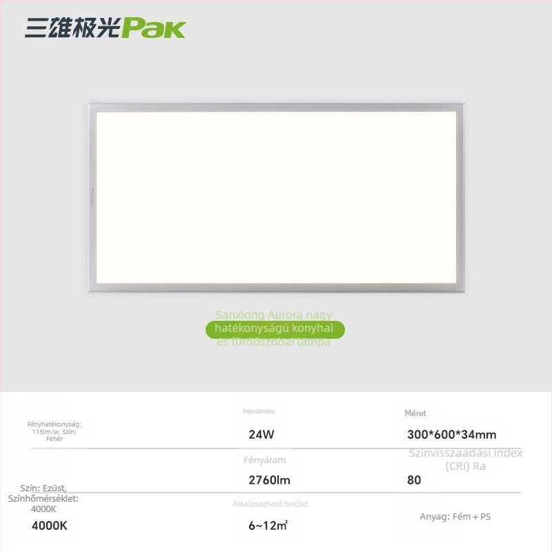 Alumínium mennyezeti LED-panel 30x30 és 36x60, konyha és fürdőszoba számára, Sanxiong Aurora