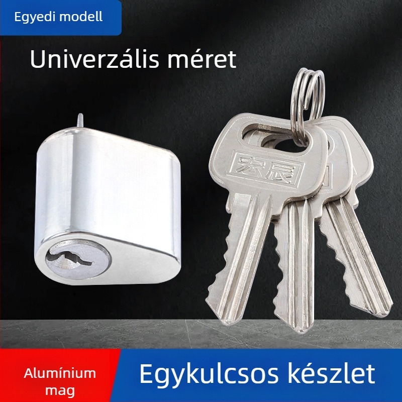 Tűzálló ajtózár készlet rozsdamentes acélból, univerzális típus, teljes készlet kilinccsel, zártesttel és zárhengerrel