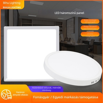 Ultra vékony felületre szerelt LED panel lámpa három színhőmérséklettel, mennyezetbe integrált kivitel, folyosók és irodák számára.