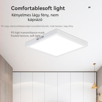 Ultra vékony felületre szerelt LED panel lámpa három színhőmérséklettel, mennyezetbe integrált kivitel, folyosók és irodák számára.