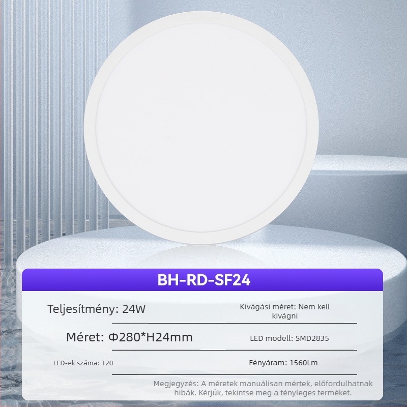 Ultra vékony felületre szerelt LED panel lámpa három színhőmérséklettel, mennyezetbe integrált kivitel, folyosók és irodák számára.