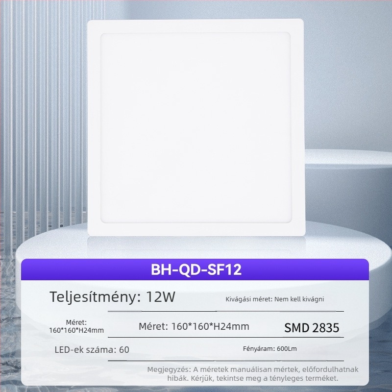 Ultra vékony felületre szerelt LED panel lámpa három színhőmérséklettel, mennyezetbe integrált kivitel, folyosók és irodák számára.