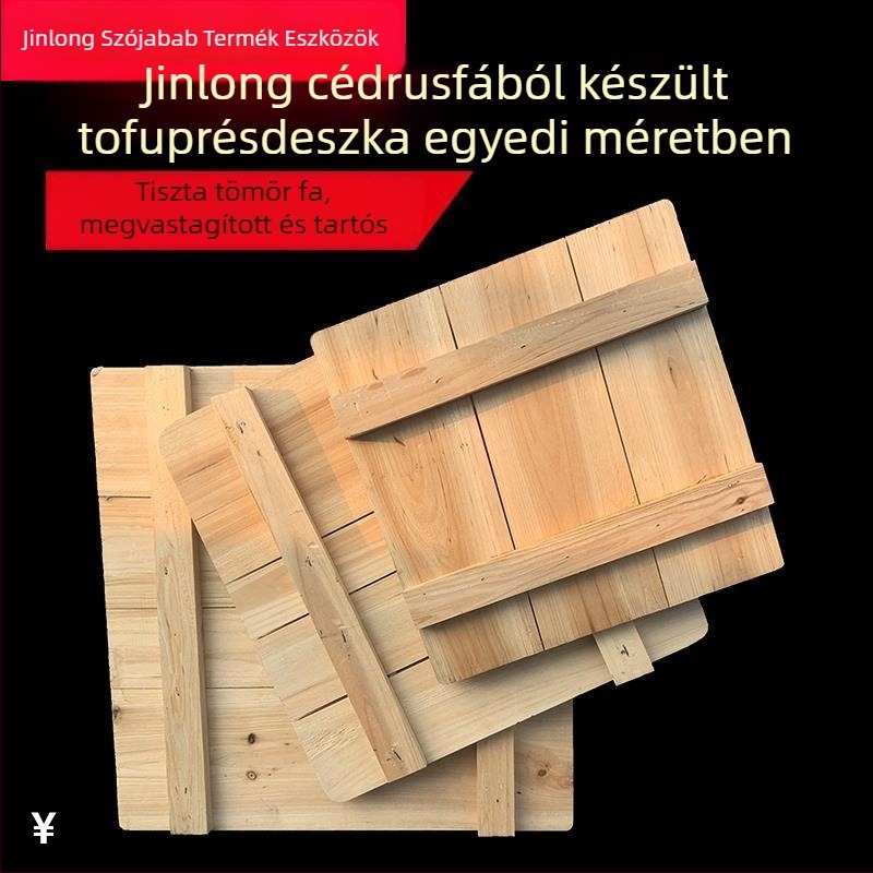 Cédrusfa tofu préselő lemez, masszív faból, vastagabb és tartós, tofu préselő forma, háztartási és kereskedelmi használatra
