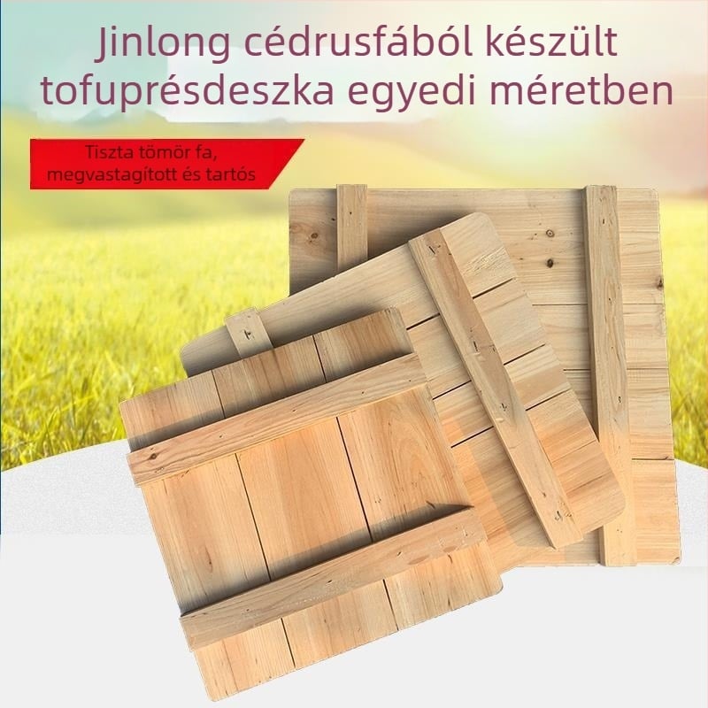 Cédrusfa tofu préselő lemez, masszív faból, vastagabb és tartós, tofu préselő forma, háztartási és kereskedelmi használatra