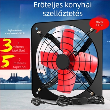 Konyhai szellőztető ventilátor, ablakban szerelhető, 12 hüvelykes, erős és csendes falra szerelhető