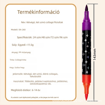 Snier csillogó marker gyöngyház hatású, két végű, két színű, akvarell toll és kiemelő