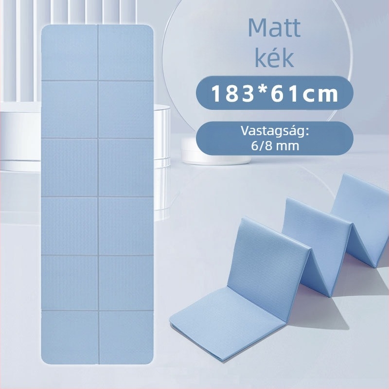 Összecsukható jógamatrac kezdőknek, csúszásmentes, ütéscsillapító, extra széles 183×61 cm, TPE, otthoni edzéshez